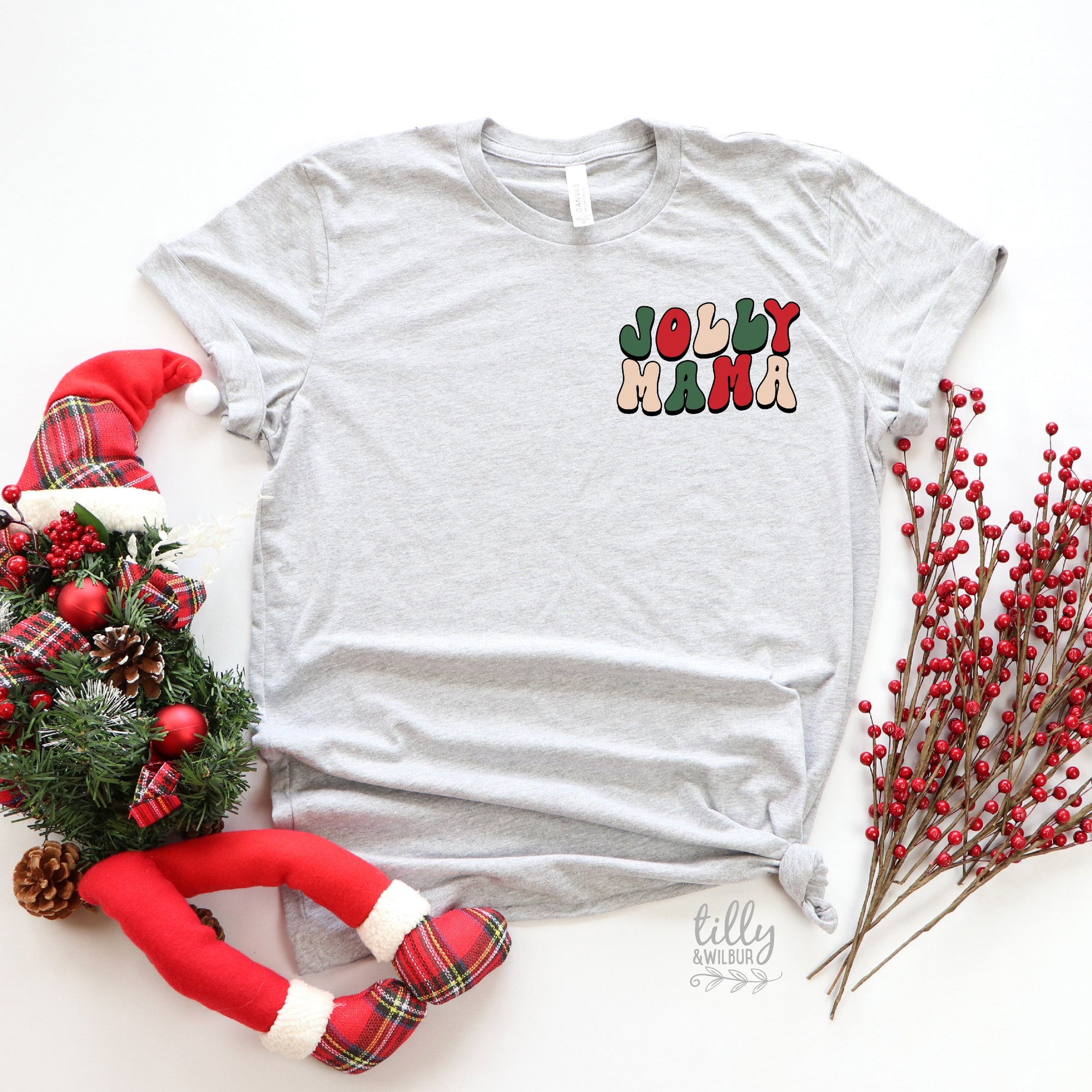 Jolly Mama Christmas T-Shirt, Christmas Tree T-Shirt, Jolly Mama T-Shirt, Family Holiday Tee, Women's Christmas T-Shirt, Xmas Gift For Her