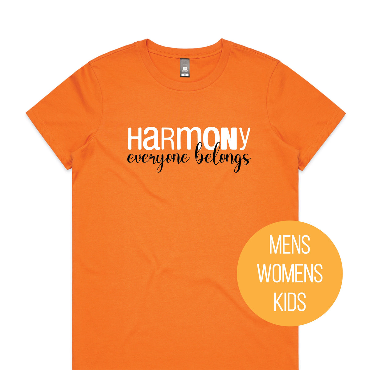 Harmony Day T-Shirt, Harmony Day - 21st March, Orange Harmony Day T-Shirt, Everyone Belongs, School T-Shirt, Babies, Kids, Womens And Mens