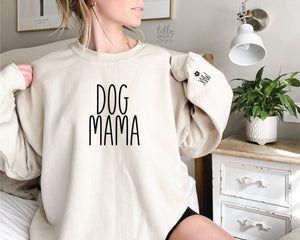 Dog Mama Sweatshirt With Date And Name On Sleeve, Dog Mama Est Sweatshirt, Mothers Day Gift, Personalised Mum Gift, Dog Mum Life Jumper,
