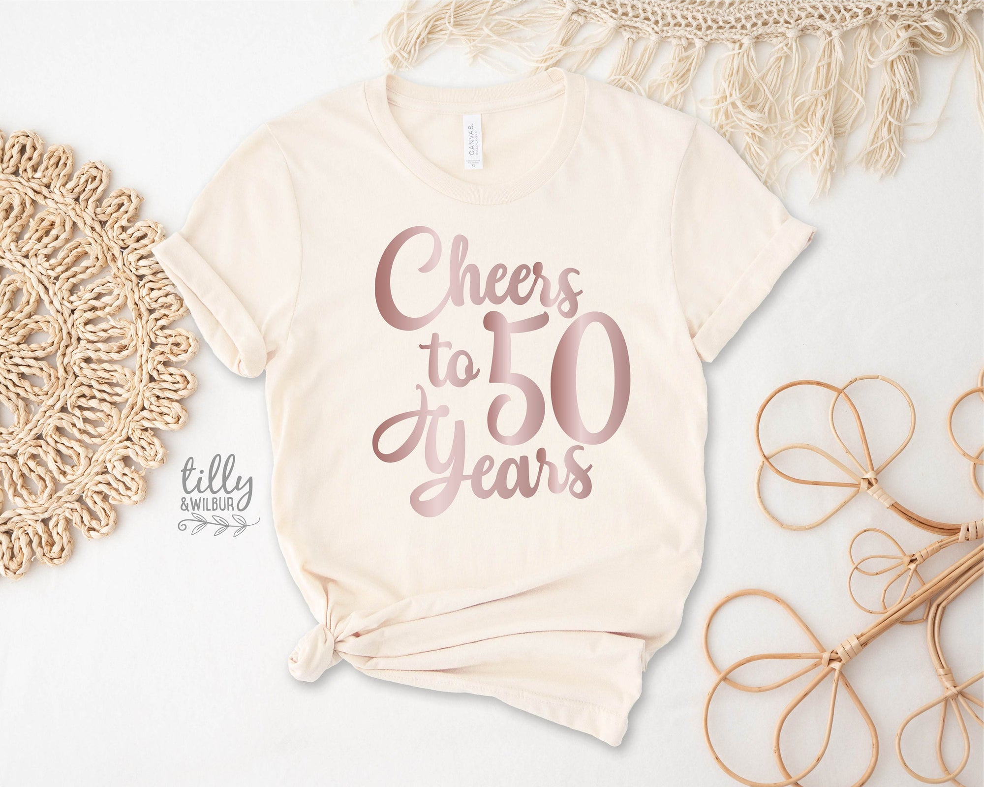 Cheers To 50 Years Birthday T-Shirt, 50th Birthday T-Shirt For Women, Women's 50th Birthday Gift, 50th Gift, Fiftieth T-Shirt, Fiftieth Gift