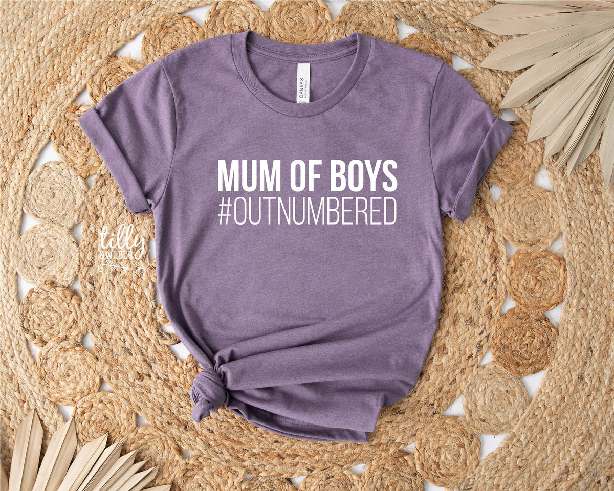 Mum Of Boys #Outnumbered T-Shirt, Mother&#39;s Day T-Shirt, Mother&#39;s Day Gift, Mum Of Songs, Mum Gift, Mum T-Shirt, Funny Mum T-Shirt, Mom Of