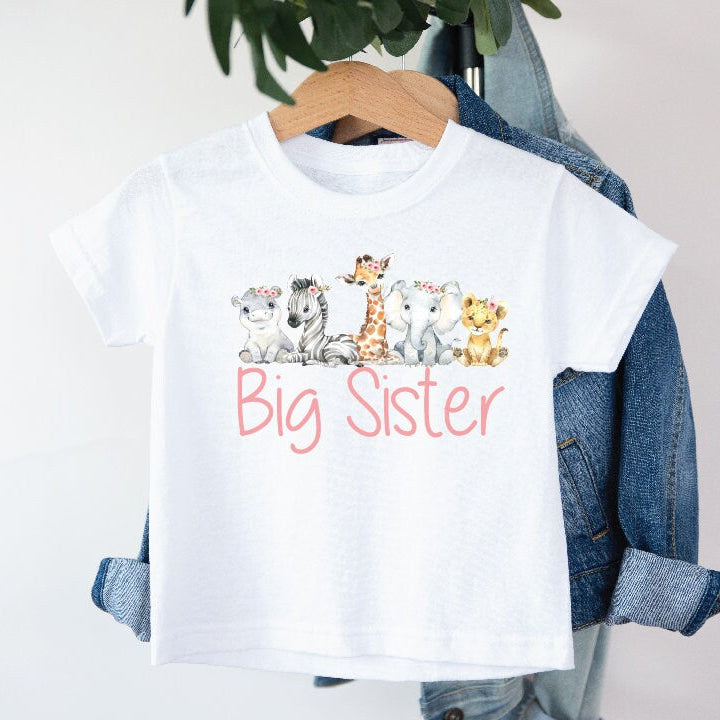 Big Sister T-Shirt, Baby Safari Animals, Promoted To Big Sister Shirt, Big Sis Tee, Pregnancy Announcement, I&#39;m Going To Be A Big Sister