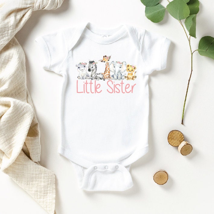 Little Sister Bodysuit, Baby Safari Animals, Big Sister Little Sister Matching Outfits, Lil Sis Romper, Pregnancy Announcement, Newborn Gift