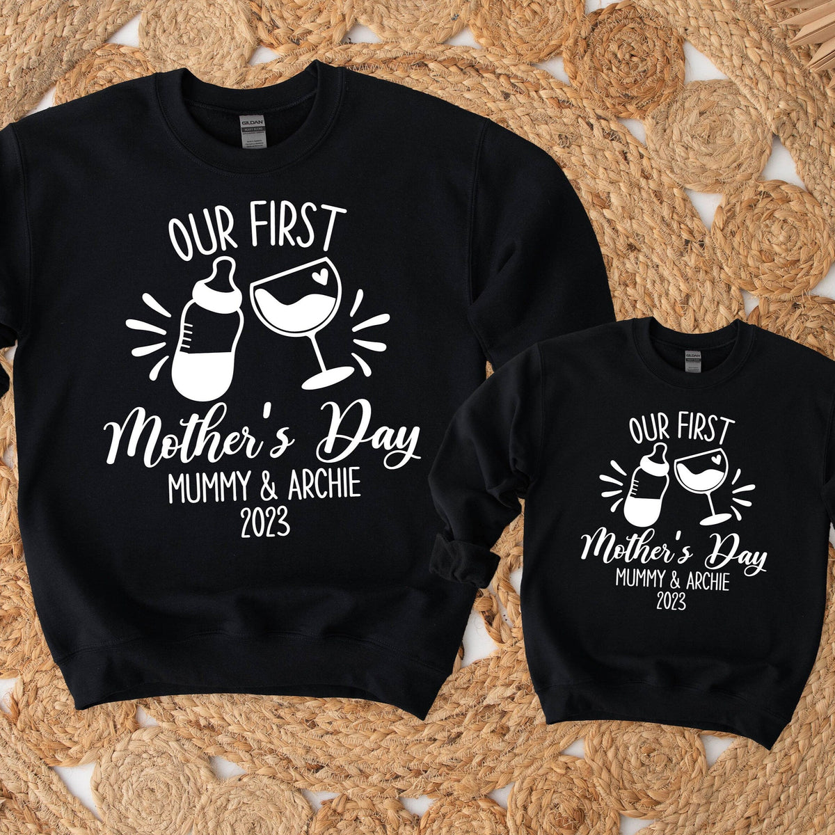 Our First Mother&#39;s Day 2023 Matching Sweatshirts, Mother And Baby Mother&#39;s Day Jumpers, Mummy &amp; Me Matching Outfits, 1st Mother&#39;s Day Gift