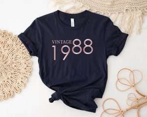 Vintage Birthday T-Shirt With Personalised Year, Limited Edition Birthday T-Shirt, Personalised Birthday T-Shirt, NAVY