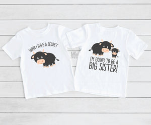 Big Sister T-Shirt, I've Got A Secret, I'm Going To Be A Big Sister T-Shirt, Front And Back Design, Pregnancy Announcement, Big Sis Shirt