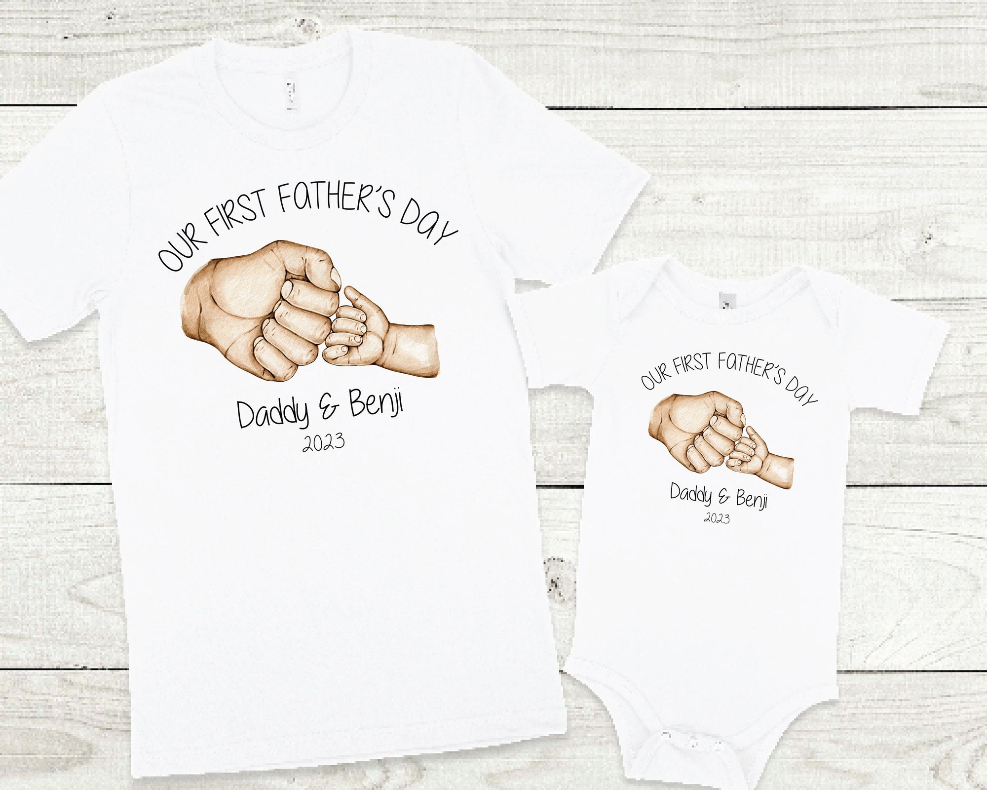 Our First Father's Day 2023 Matching Set, Personalised Happy 1st Father's Day, Matching Father's Day Outfits, 1st Father's Day Baby Gift