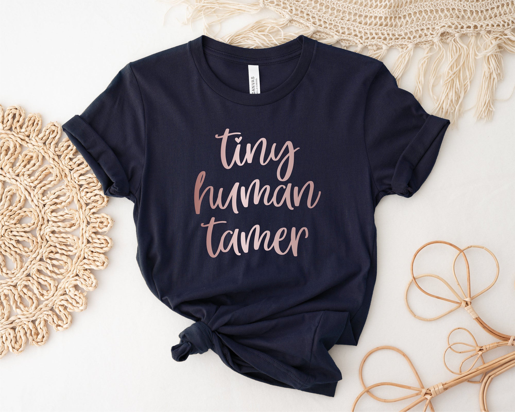 Funny Mum T-Shirt, Tiny Human Tamer T-Shirt, Funny Teacher T-Shirt, Parenting T-Shirt, Mother's Day, Mum T-Shirt, Funny Mum Gift, NAVY