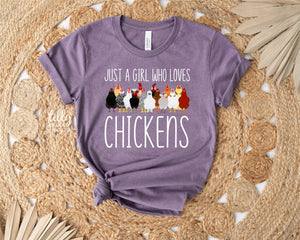 Just A Girl Who Loves Chickens T-Shirt, Chicken Lover T-Shirt, Funny Chicken T-Shirt, Chicken Lover Girl, Loves Peckers, Farm Lover Shirt