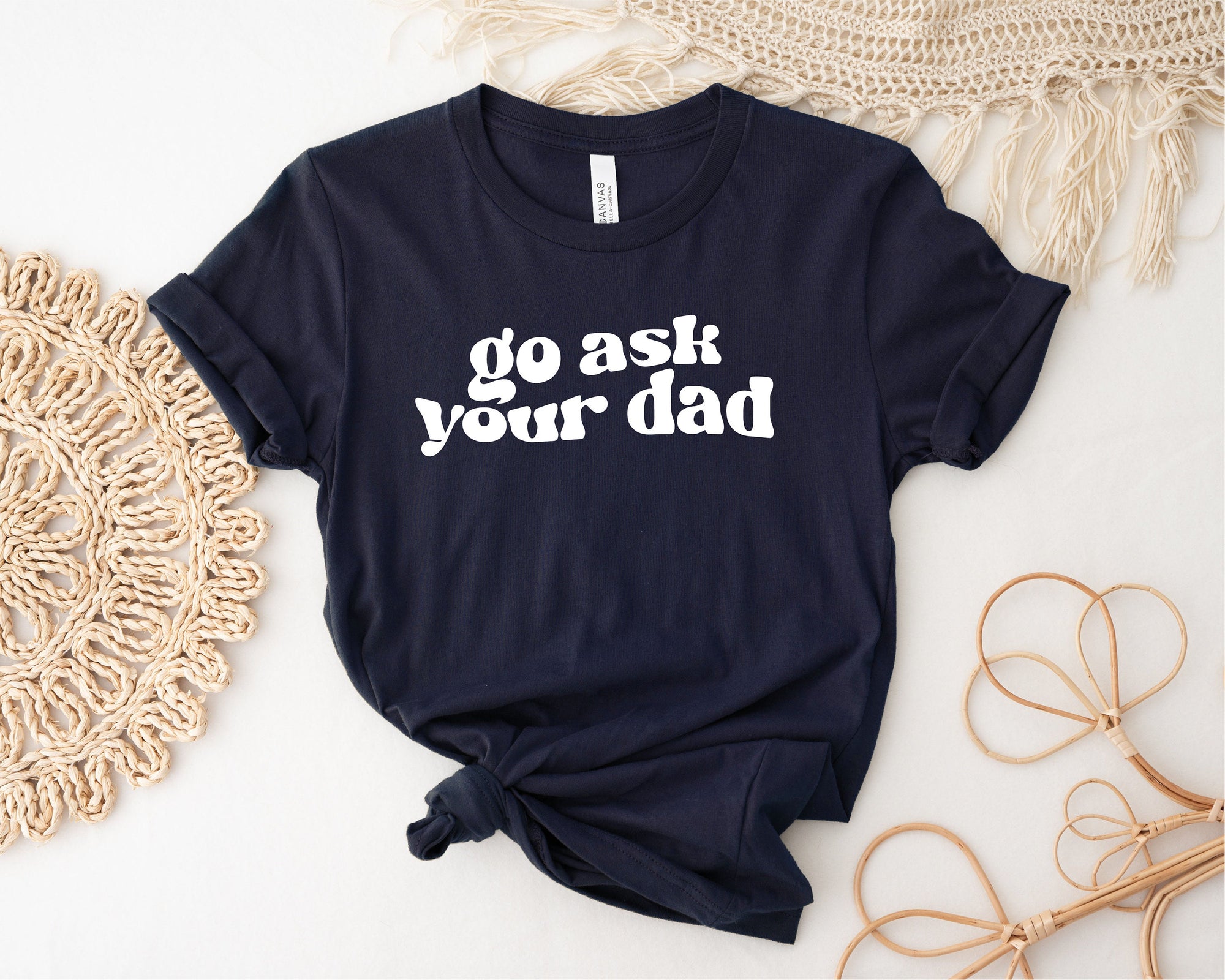 Go Ask Your Dad T-Shirt, Motherhood Is A Walk In The Park Women's T-Shirt, Funny Mum Tee, Mother's Day Gift, Gift For Her, NAVY
