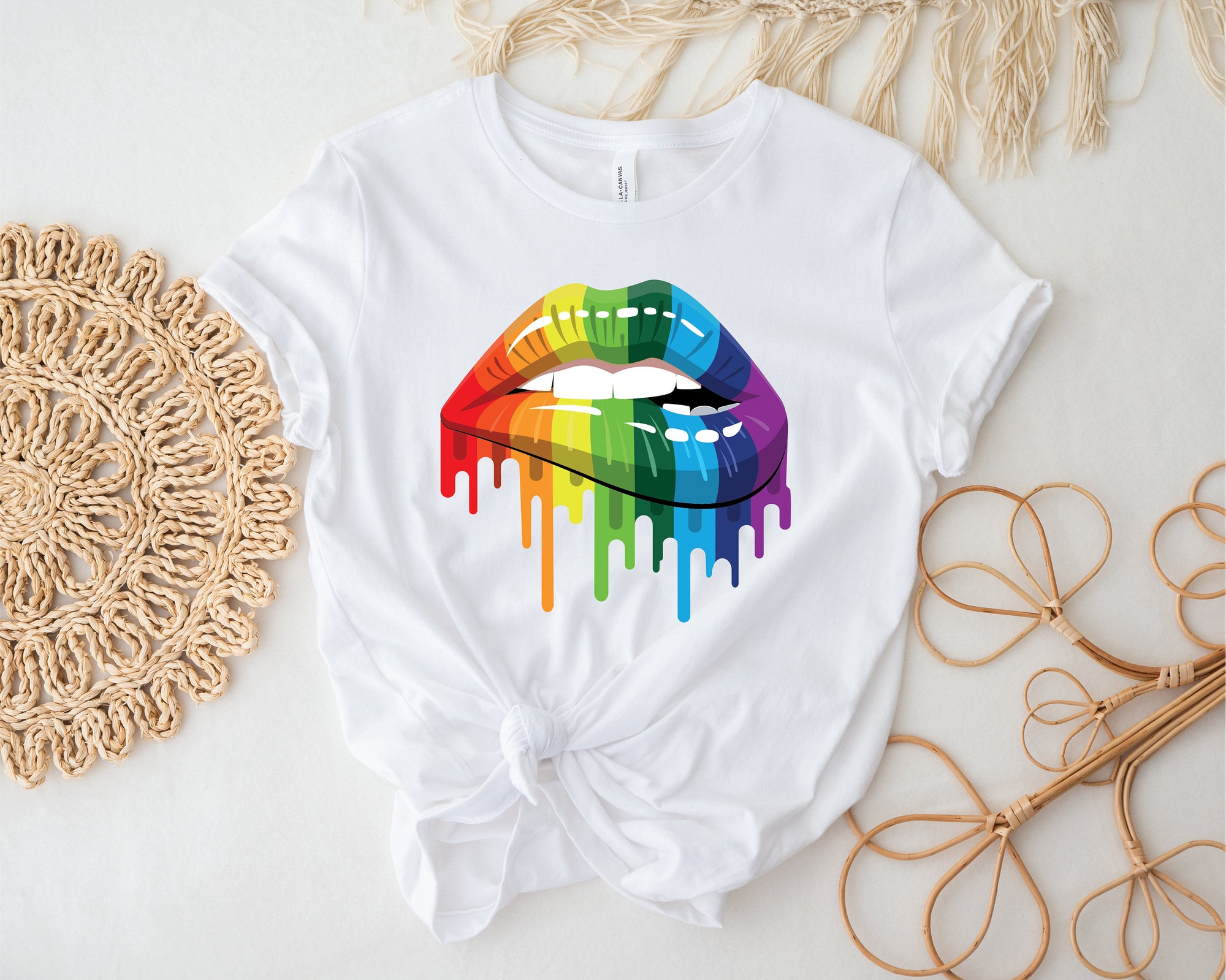 Pride T-shirt, Rainbow Lips T-shirt,  Mardi Gras T-shirt, Self Expression T-shirt, LQBTQIA T-shirt, Rainbow T-shirt, Pride Colours, Liquid