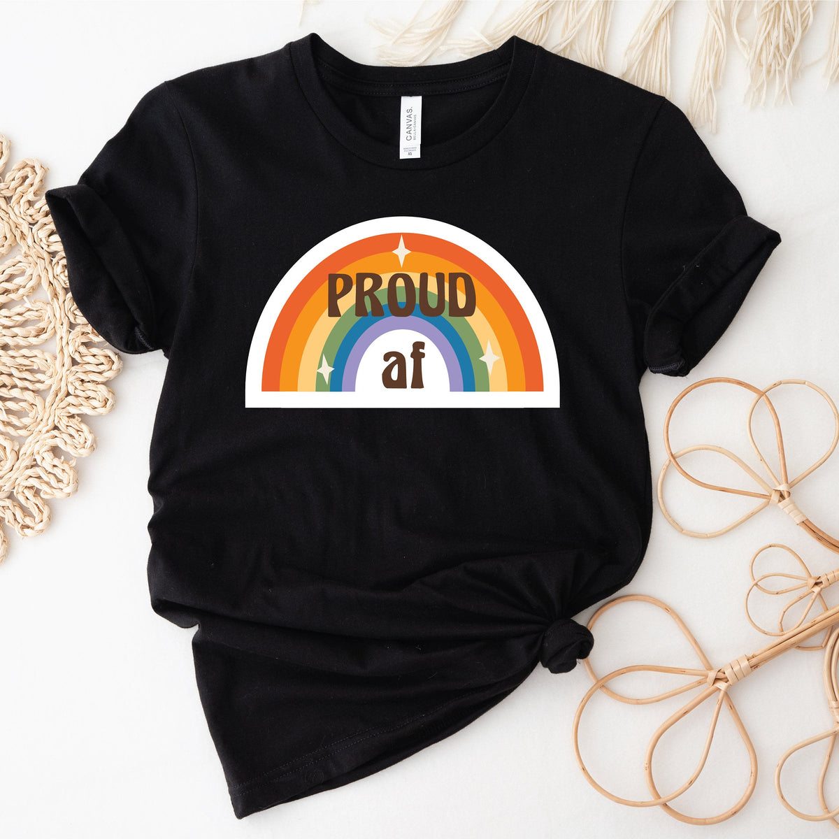 Pride T-shirt, Proud AF T-shirt,  Mardi Gras T-shirt, Self Expression T-shirt, LQBTQIA T-shirt, Rainbow T-shirt, Pride Colours, Rainbow Tee