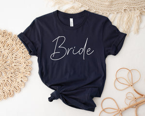 Bride T-Shirt, Wife T-Shirt, New Bride, Mrs Shirt, Engagement T-Shirt, Bridal Gift, Wedding Gift, Just Married T-Shirt, Wedding T-Shirt,NAVY