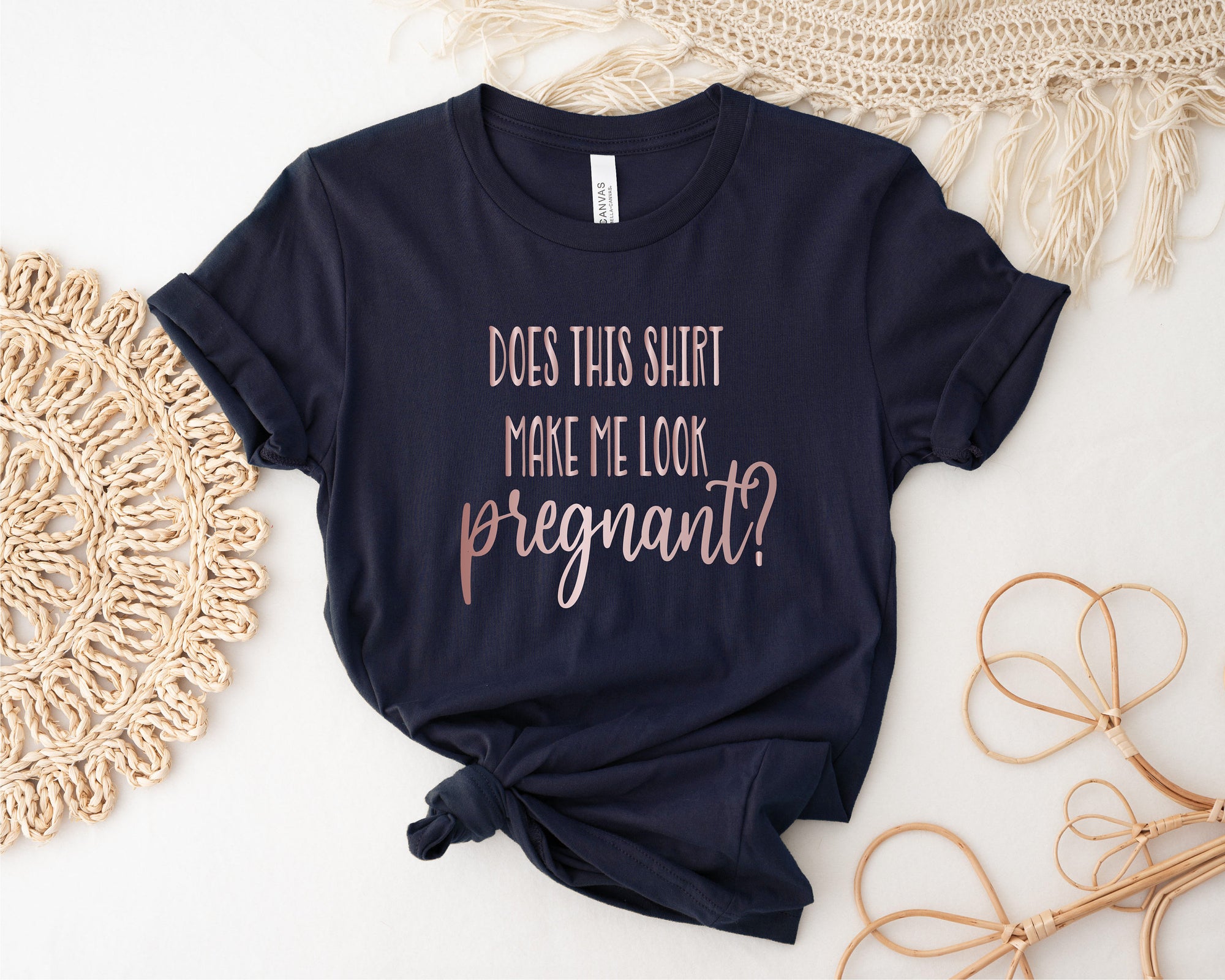 Does This Shirt Make Me Look Pregnant T-Shirt, Pregnancy Announcement, New Mum Shirt, Pregnancy Reveal T-Shirt, Funny Pregnancy Shirt, NAVY