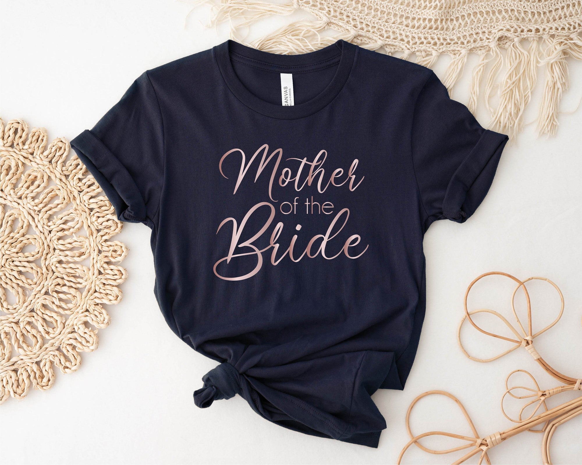 Mother of the Bride Women's T-Shirt, Wedding Gift, Wedding Party, His & Hers, Bride Tee, Mother of the Bride T-Shirt, Bridal Party Tee, NAVY