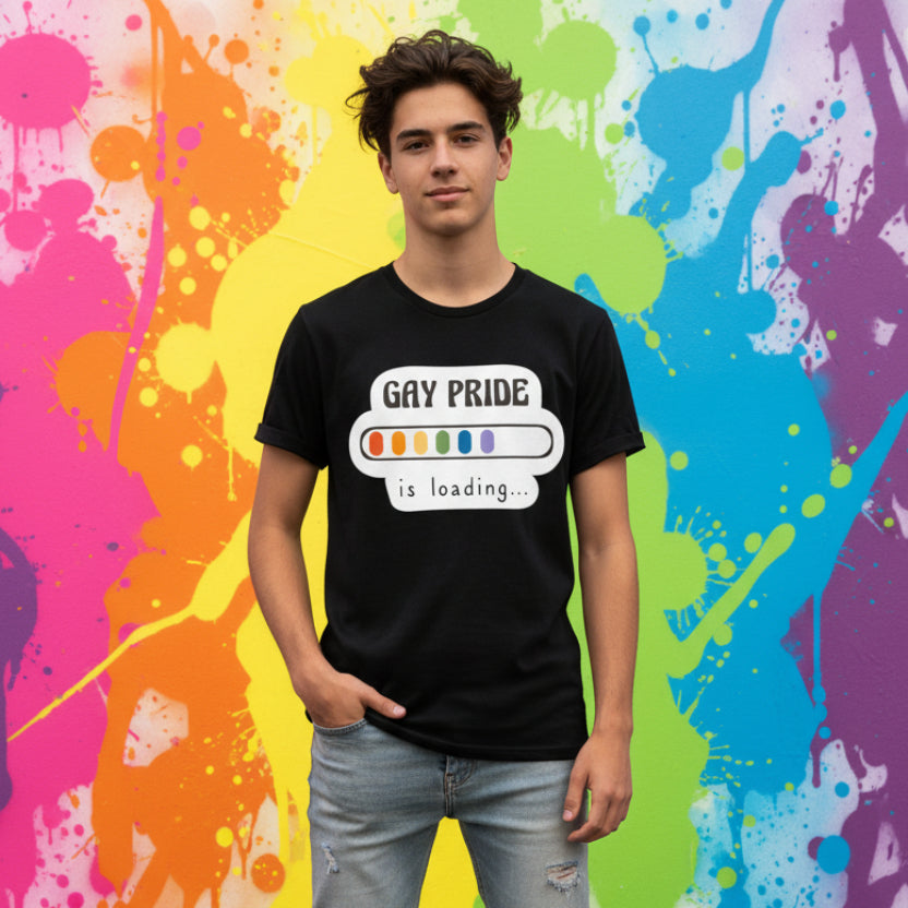 Pride T-shirt, Gay Pride Is Loading T-shirt,  Mardi Gras T-shirt, Self Expression T-shirt, LQBTQIA T-shirt, Rainbow T-shirt, Pride Colours