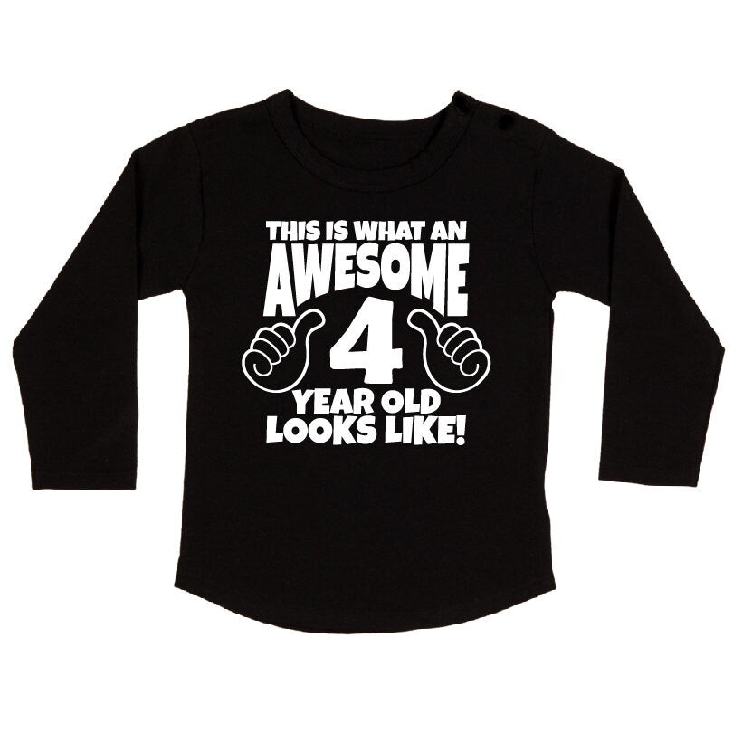 This Is What An Awesome 4 Year Old Looks Like T-Shirt, Boys 4th Birthday T-Shirt, 4th Birthday Gift, Fourth Birthday T-Shirt, Four T-Shirt