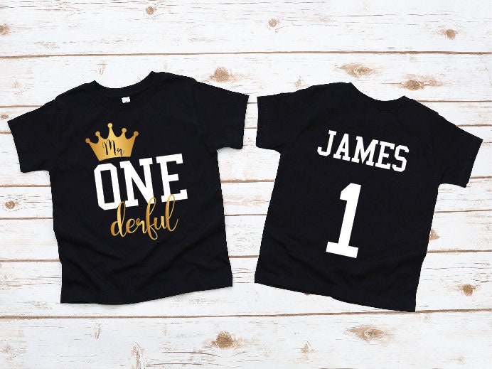One Personalised Boys 1st Birthday T-Shirt, 1st Birthday Gift, First Birthday Tee, Name And Number 1 On Back Of Shirt, Cake Smash Outfit