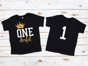 One Boys 1st Birthday T-Shirt, 1st Birthday Gift, First Birthday Tee, Name And Number 1 On Back Of Shirt, Cake Smash Outfit, Mr Onederful
