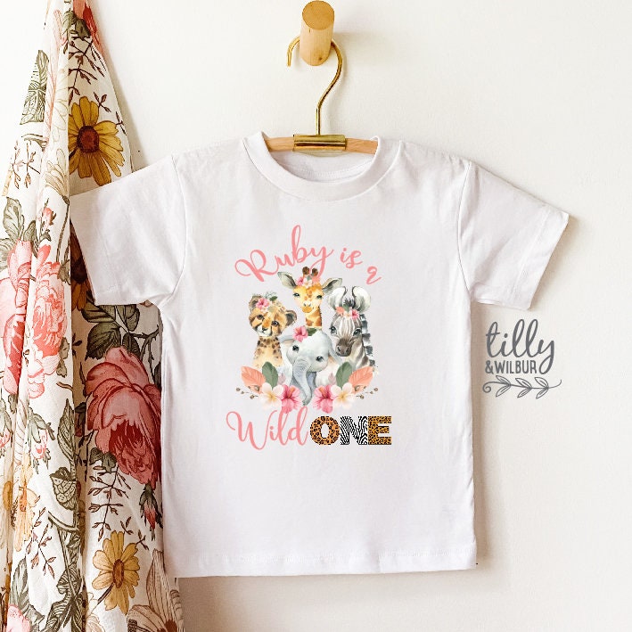 Wild One Safari First Birthday T-Shirt, Safari Baby Birthday Gift, 1st Birthday T-Shirt, 1st Birthday Baby Outfit, Jungle Animal Theme