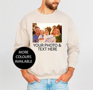 Personalised Photo Sweathirt, Custom Jumper With Photo, Family Photo Crew Neck, Custom Text T-Shirt, Family Custom Photo, Custom Saying