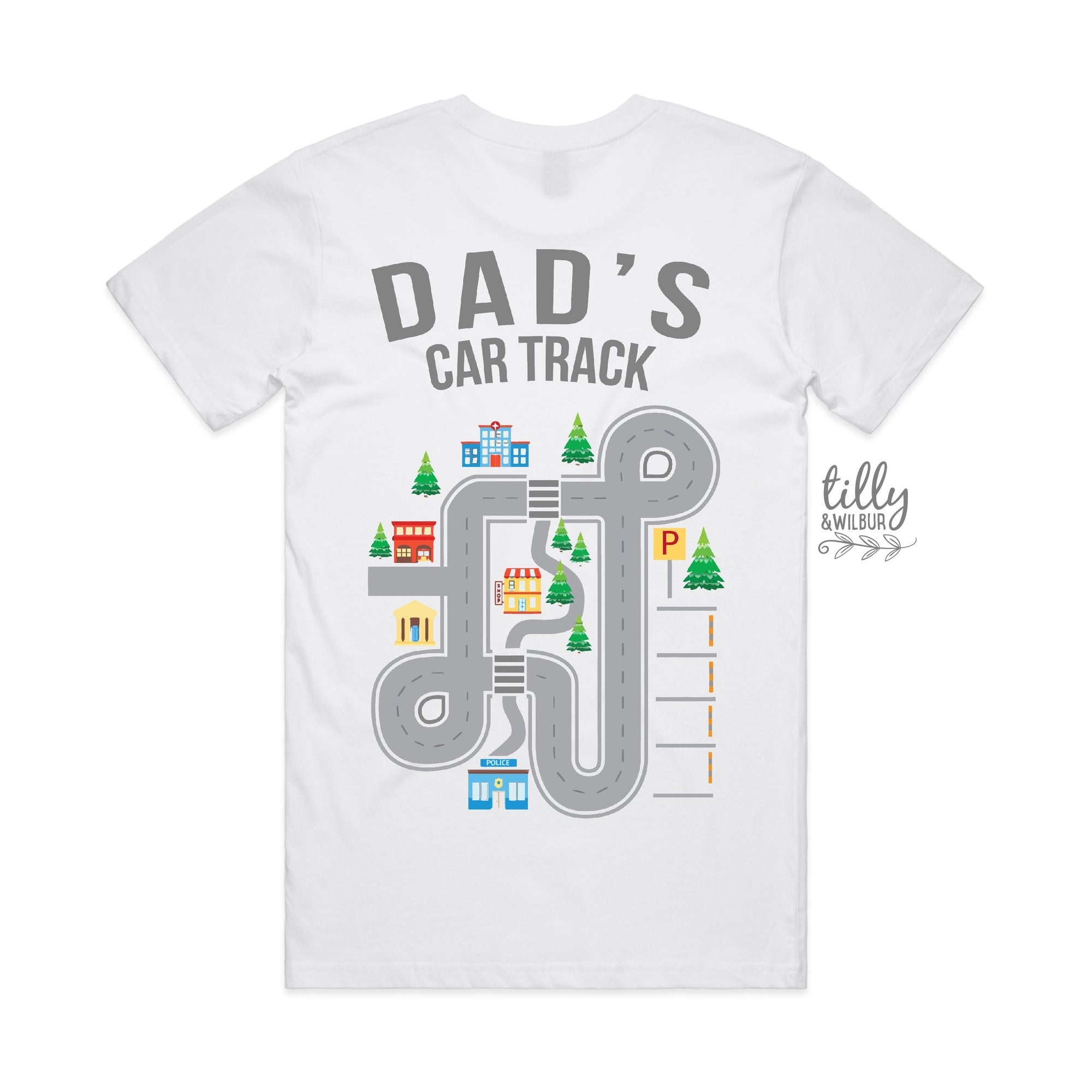 Daddy's Car Track T-Shirt, Dad's Car Track T-Shirt, Cars On Daddy's Back, Father and Son, Funny Fathers Day Gift, Racing Dad, Mechanic Dad