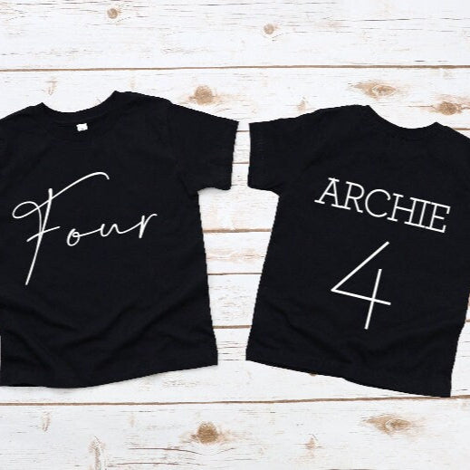 4th Birthday T-Shirt, Personalised 4 Birthday T-Shirt, 4th Birthday Gift, Four Birthday Tee, Name And Number 4 On Back Of Shirt, Cake Smash