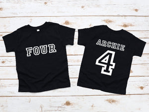 Four Personalised 4th Birthday T-Shirt, 4th Birthday Gift, 4 Birthday Tee, Name And Number 4 On Back Of Shirt, I Am 4, 4 Today, Boys & Girls