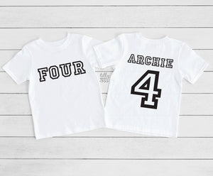 Four Personalised 4th Birthday T-Shirt, 4th Birthday Gift, 4 Birthday Tee, Name And Number 4 On Back Of Shirt, I Am 4, 4 Today, Boys & Girls