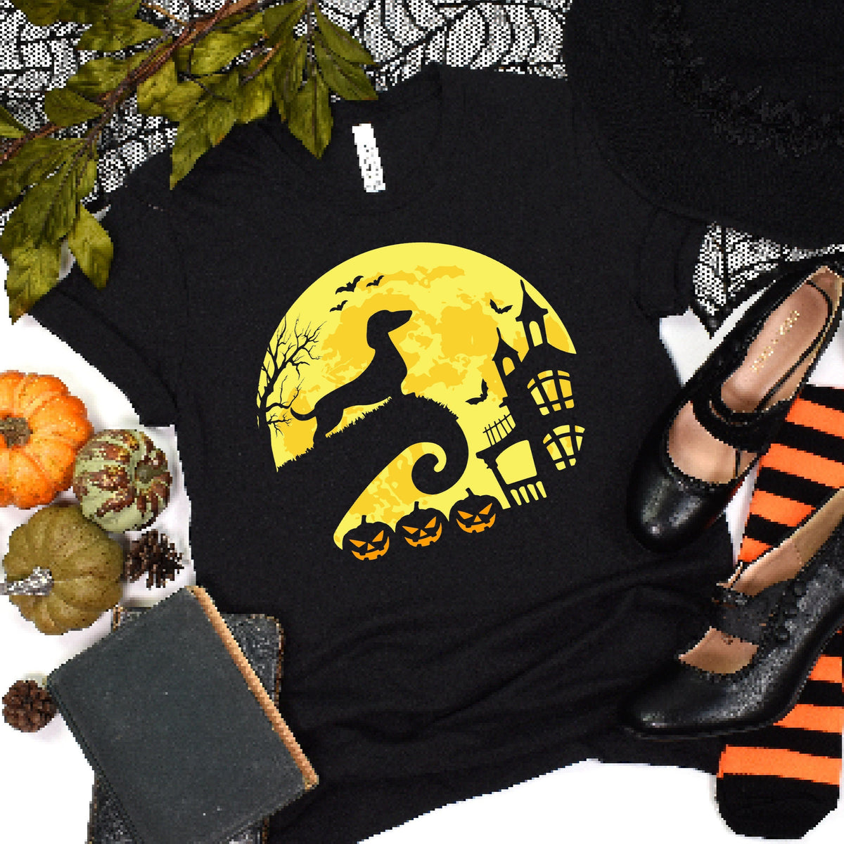 Dachshund Halloween T-Shirt, Halloween T-Shirt With Sausage Dog, Women&#39;s Fancy Dress Shirt, Halloween Outfit, Girls Dog Shirt, Halloweiner