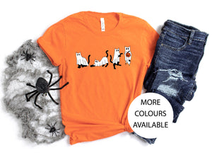 Halloween Cats T-Shirt, Ghost Cats T-Shirt, Scary Cats T-Shirt, Halloween T-Shirt, Halloween T-Shirt For Women, Funny Halloween T-Shirt