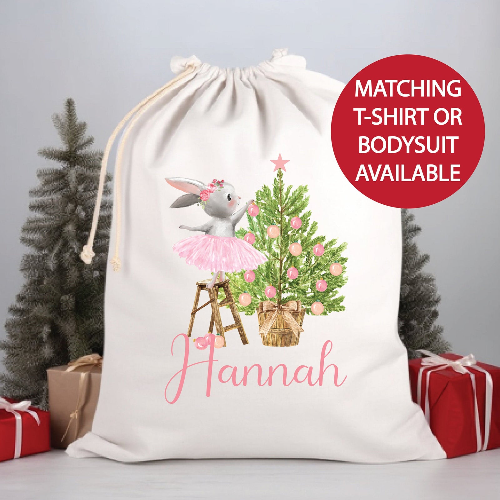 Ballerina Santa Sack, Ballerina Christmas Stocking, Ballet Christmas Gift, Large 50x70cm Santa Sack, Christmas Keepsake, Ballerina Stocking