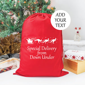 Special Delivery From Down Under Santa Sack, Australian Gift, Custom Santa Sack, 50cm x 70cm, High Quality Cotton Linen, Christmas Gift Bag
