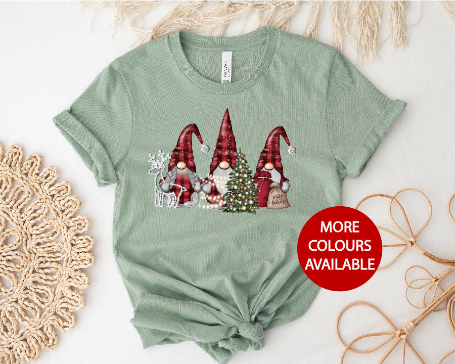 Gnome Christmas T-Shirt, Plaid Christmas Gnomes, Christmas T-Shirts, Matching Gnome Santa T-Shirts, Matching Christmas Family, Xmas Gnomes