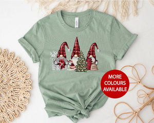 Gnome Christmas T-Shirt, Plaid Christmas Gnomes, Christmas T-Shirts, Matching Gnome Santa T-Shirts, Matching Christmas Family, Xmas Gnomes