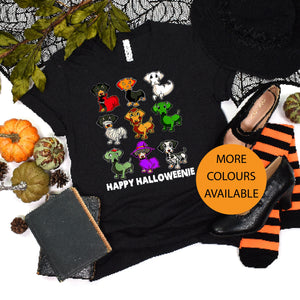 Happy Halloweenie T-Shirt, Halloween T-Shirt, Halloween T-Shirt With Sausage Dog, Women's Fancy Dress Shirt, Halloween Outfit, Dachshund Tee