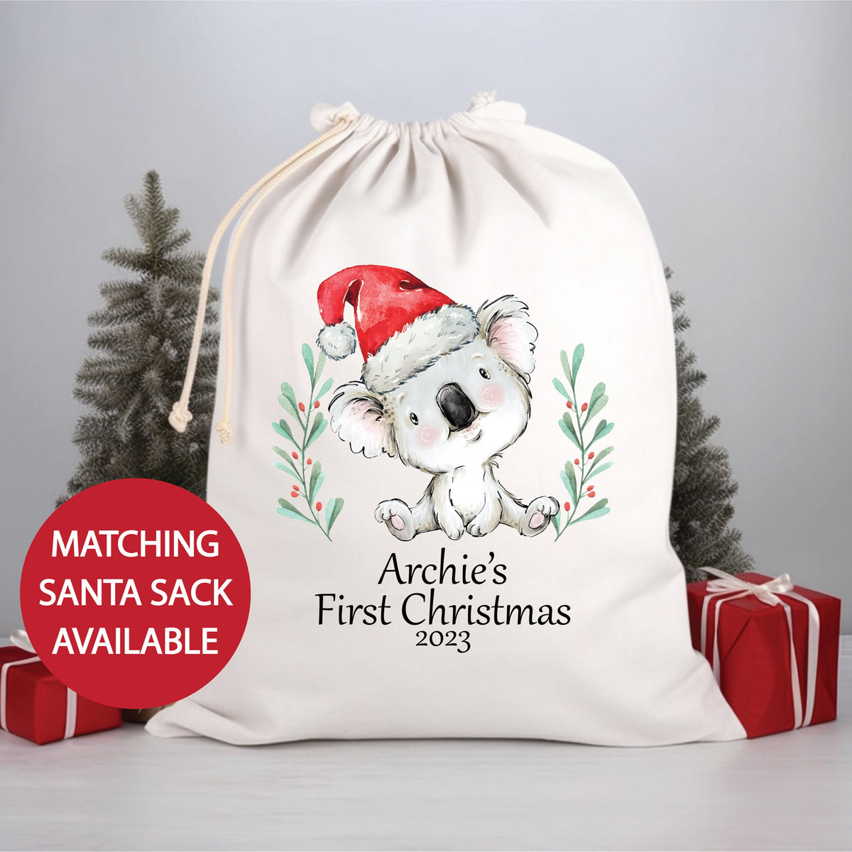 My 1st Christmas Bodysuit With Matching Santa Sack, First Christmas Baby Bodysuit, Personalised Christmas, Baby&#39;s First Christmas, Newborn