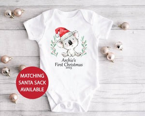 My 1st Christmas Santa Sack With Matching Bodysuit, First Christmas Baby Bodysuit, Unisex Baby Clothes, New Baby's First Christmas, Newborn