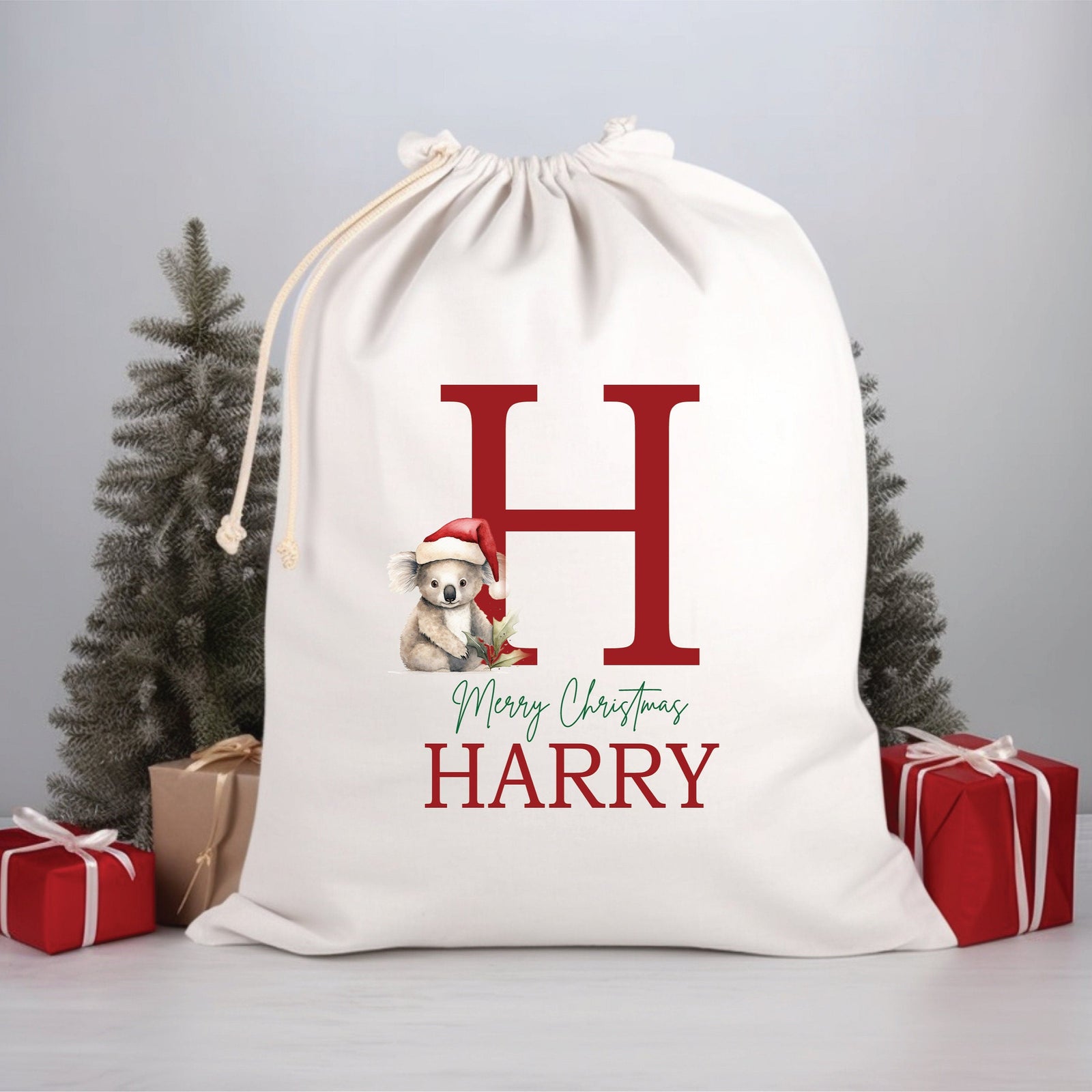 Personalised Santa Sack, Alphabet Santa Sack, 50cm x 70cm, High Quality Cotton Linen, Christmas Gift Bag, Christmas Keepsake, Xmas Stocking