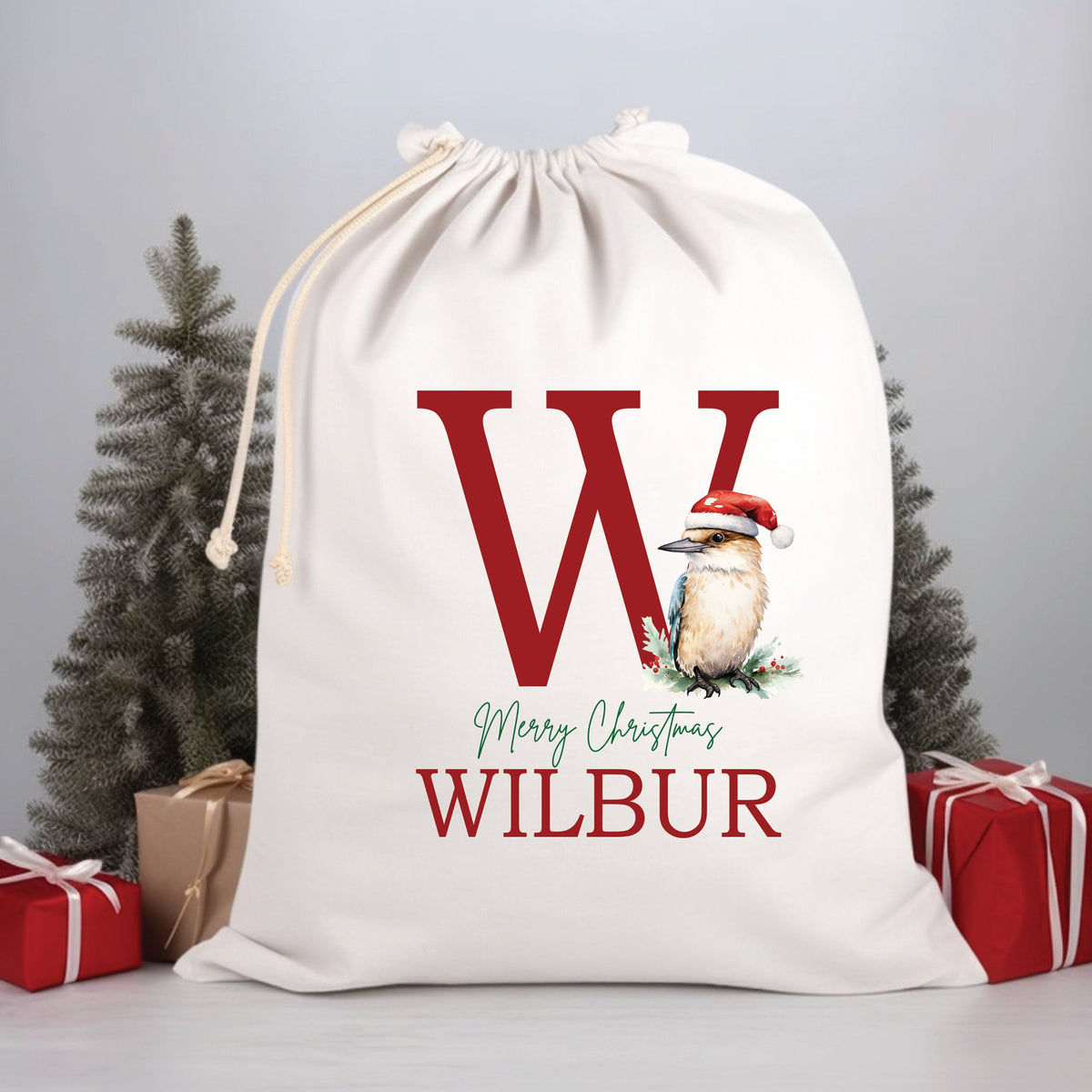 Personalised Santa Sack, Alphabet Santa Sack, 50cm x 70cm, High Quality Cotton Linen, Christmas Gift Bag, Christmas Keepsake, Xmas Stocking