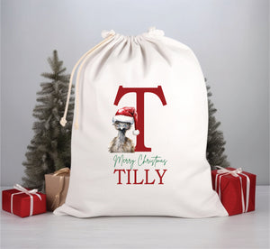 Personalised Santa Sack, Alphabet Santa Sack, 50cm x 70cm, High Quality Cotton Linen, Christmas Gift Bag, Christmas Keepsake, Xmas Stocking