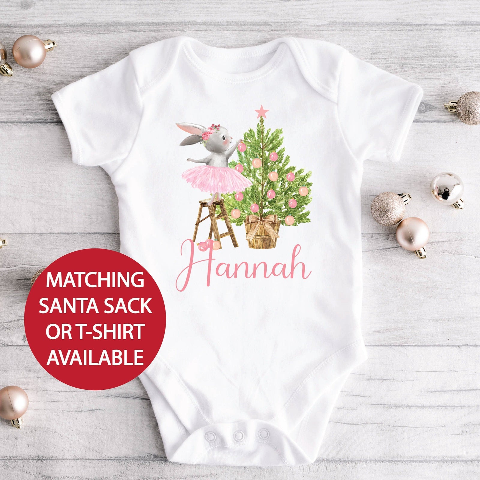Christmas Ballerina Bodysuit, Ballerina Christmas Bodysuit, Ballet Christmas Gift, Matching Santa Sack, Christmas Keepsake, Ballerina Outfit