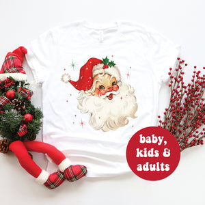 Santa T-Shirt, Retro Santa Christmas T-Shirt, Santa Christmas T-Shirts, Matching Family Christmas T-Shirts, Vintage Santa TShirt, Old School
