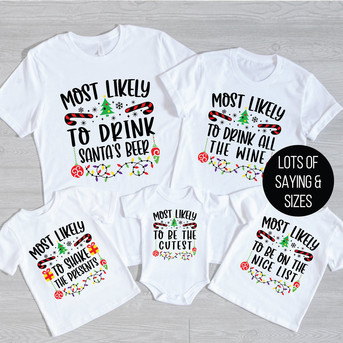Matching Family Christmas T-Shirts, Most Likely To T-Shirts, Christmas Pyjamas, Funny Christmas T-Shirts, Matching Family Christmas Gifts