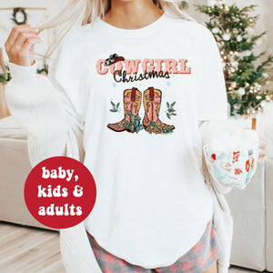 Country Christmas T-Shirt, Retro Christmas T-Shirt, Vintage Christmas T-Shirts, Matching Family Christmas T-Shirts, Cowgirl Xmas T-Shirt