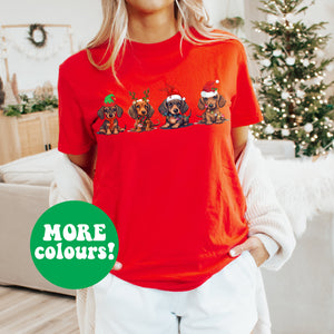 Dachshund Christmas T-Shirt, Sausage Dog T-Shirt, Christmas Dog T-Shirt, Dog Christmas T-Shirt, Women's Dog T-Shirt, Dog Lovers T-Shirt