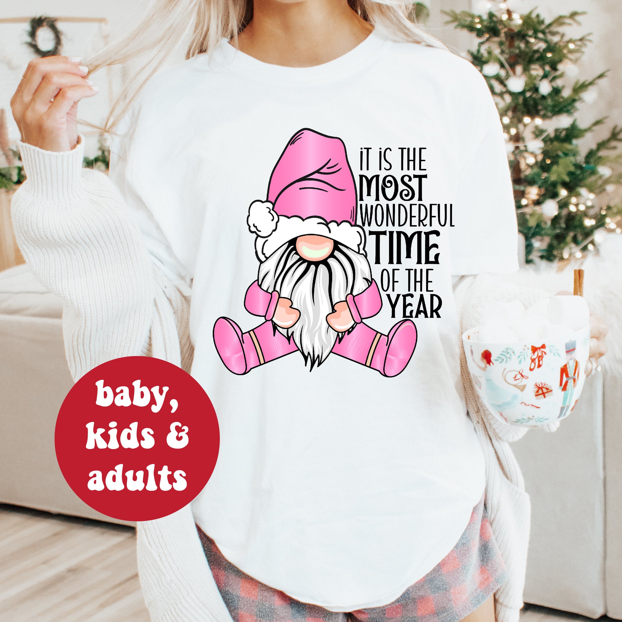 It Is The Most Wonderful Time Of The Year T-Shirt, Pink Christmas Gnome, Christmas T-Shirts, Matching Gnome T-Shirts, Matching Family Tees