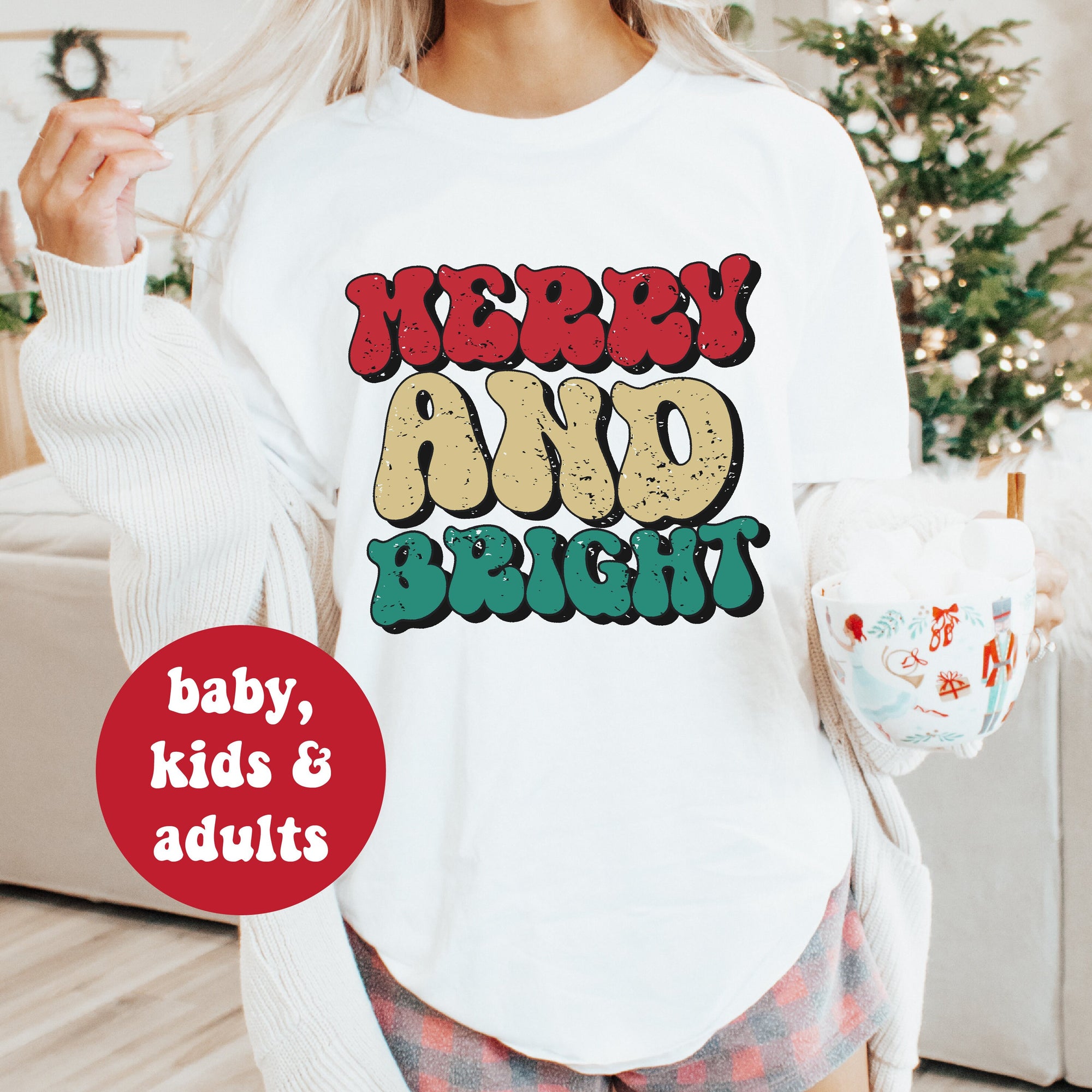 Merry And Bright Christmas T-Shirt, Matching Family Garments, Christmas Shirts, Matching Christmas T-Shirts, Matching Christmas Family Tees