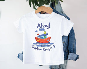 Ahoy Captain T-Shirt, Personalised Three T-Shirt, 3rd Birthday T-Shirt, Third Birthday t-Shirt, 3rd Birthday Outfit, 3rd Birthday Gift