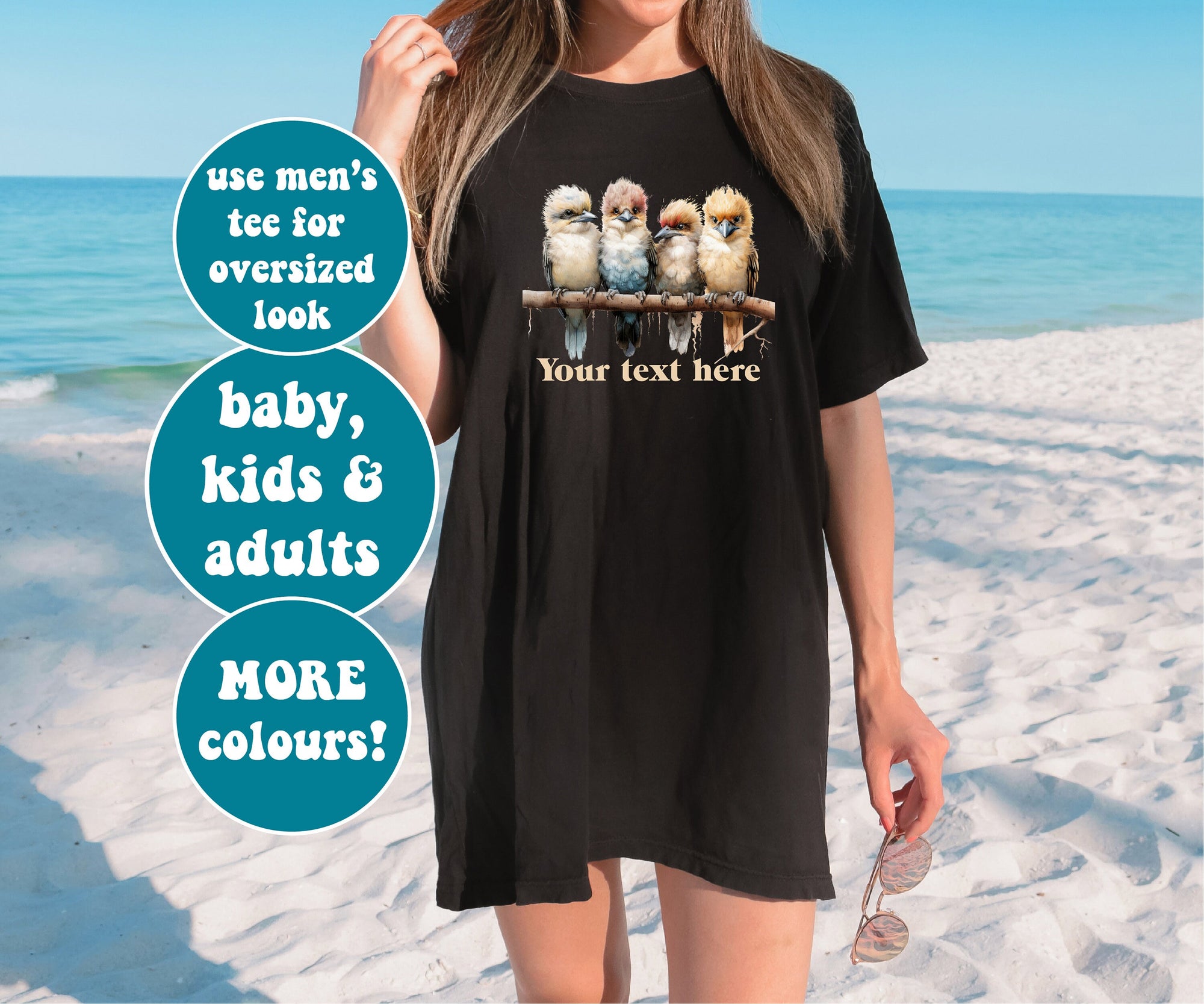 Personalised Kookaburra T-Shirt, Matching Australia Day T-Shirts, Australiana T-Shirt, Australian Birds, Australian Birdlife, Kookaburra Art
